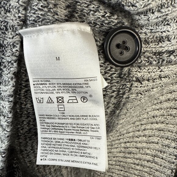 Banana Republic Cardigan Mens M Striped Shawl Collar Merino Wool Blend Grandpa - Picture 10 of 12